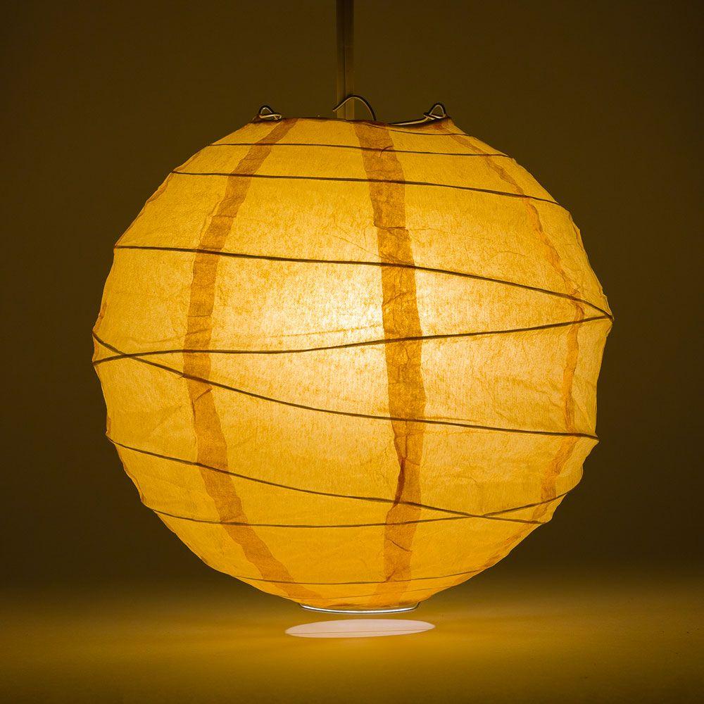 BLOWOUT BULK PACK (5) 20&quot; Papaya Round Paper Lantern, Crisscross Ribbing, Chinese Hanging Wedding &amp; Party Decoration