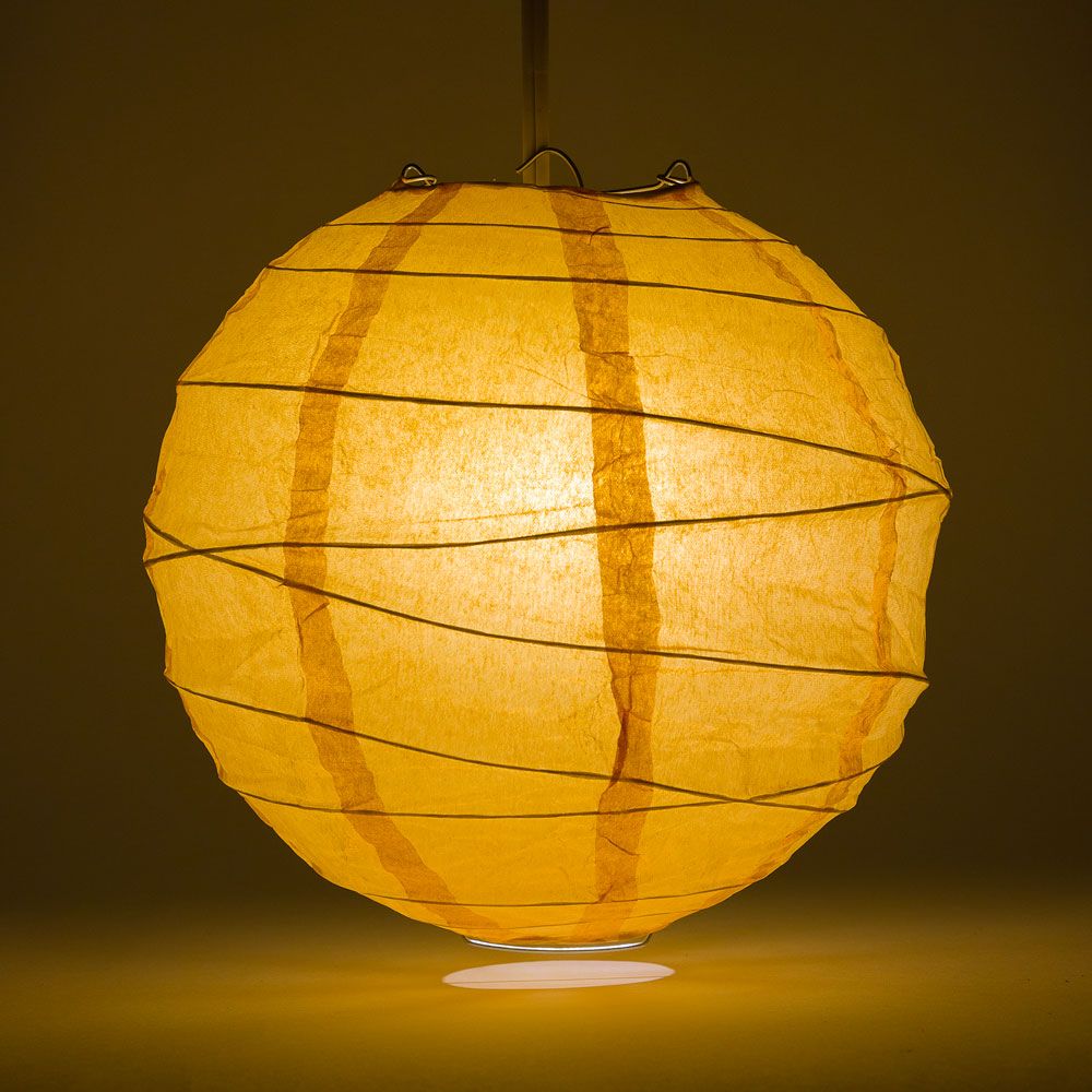 16" Papaya Round Paper Lantern, Crisscross Ribbing, Chinese Hanging Wedding & Party Decoration - PaperLanternStore.com - Paper Lanterns, Decor, Party Lights & More