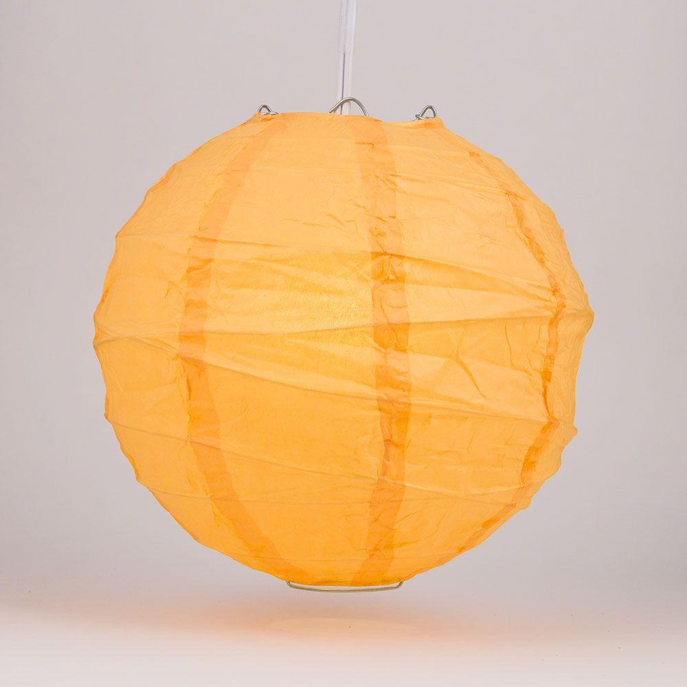 BLOWOUT BULK PACK (5) 20&quot; Papaya Round Paper Lantern, Crisscross Ribbing, Chinese Hanging Wedding &amp; Party Decoration