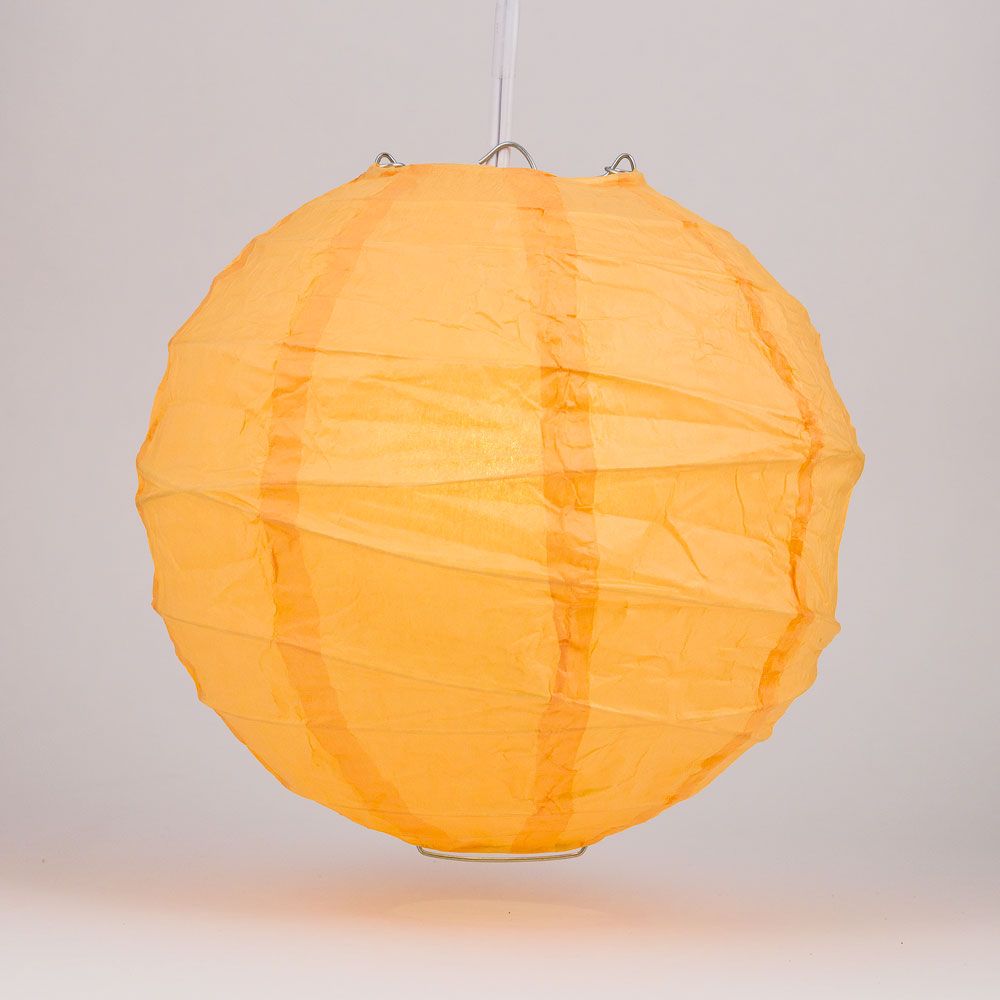 16&quot; Papaya Round Paper Lantern, Crisscross Ribbing, Chinese Hanging Wedding &amp; Party Decoration - PaperLanternStore.com - Paper Lanterns, Decor, Party Lights &amp; More