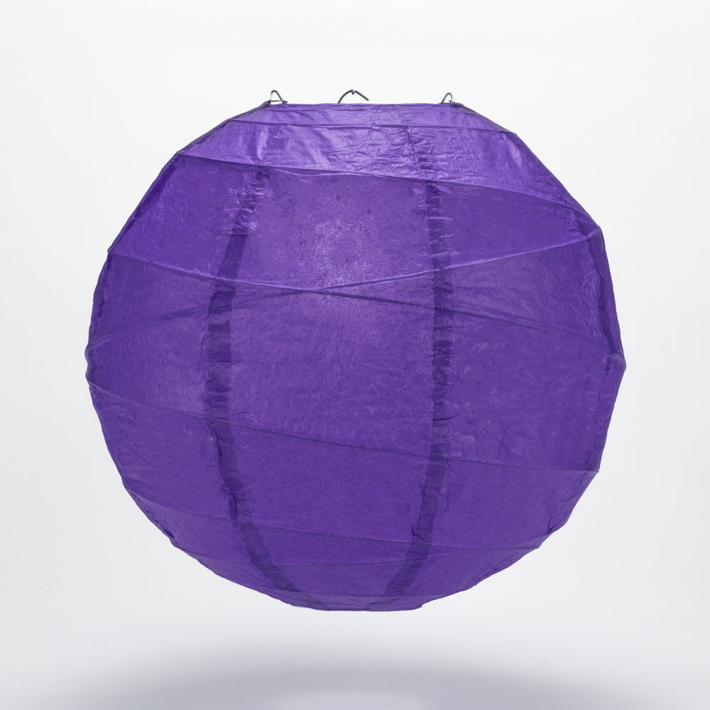 12&quot; Plum Purple Round Paper Lantern, Crisscross Ribbing, Hanging Decoration - PaperLanternStore.com - Paper Lanterns, Decor, Party Lights &amp; More