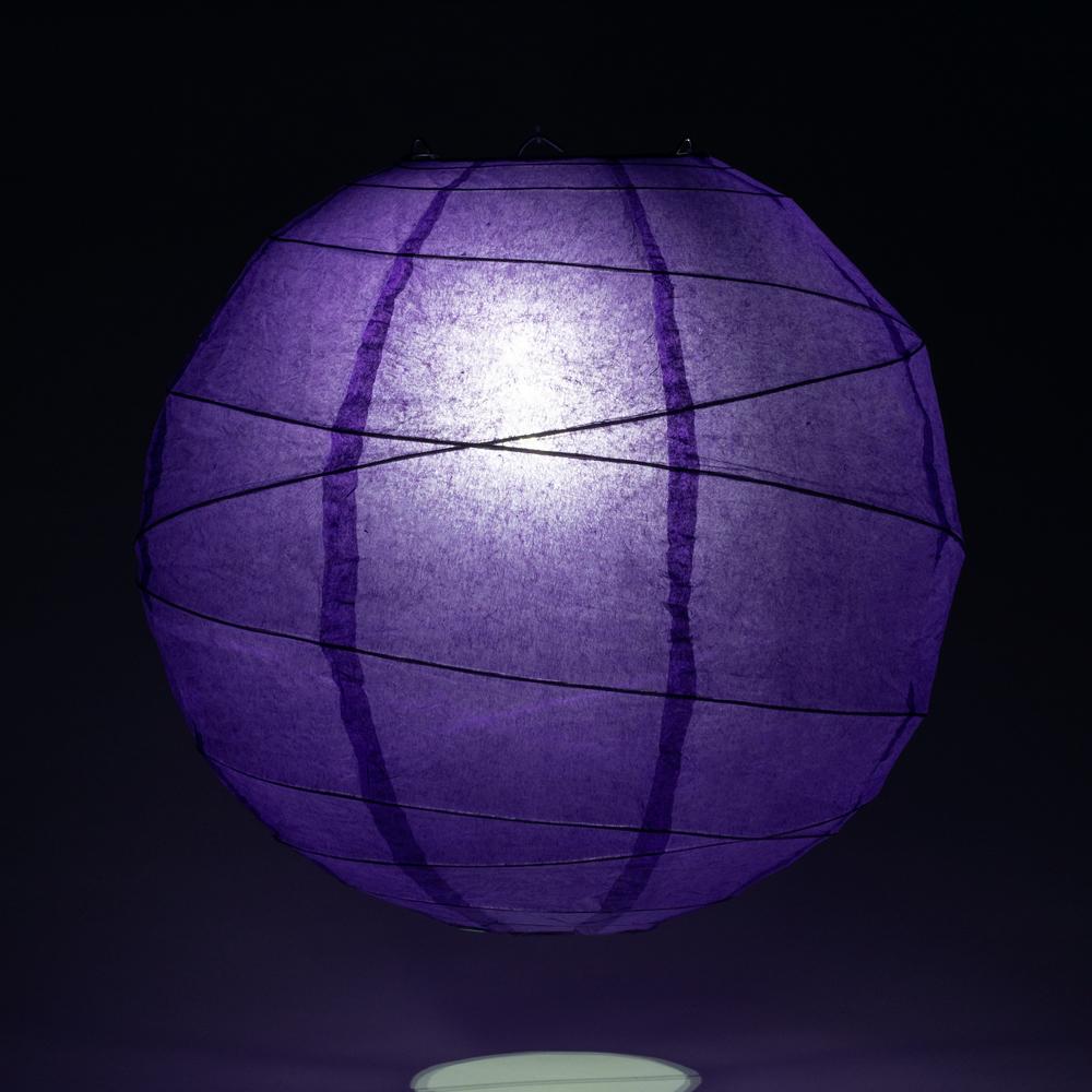5-PACK 16&quot; Plum Purple Round Paper Lantern, Crisscross Ribbing, Hanging Decoration