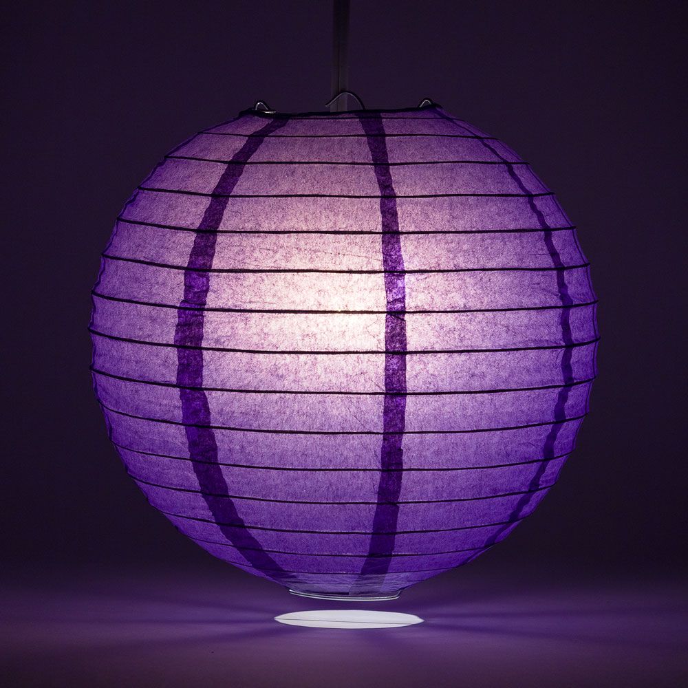 20" Royal Purple Round Paper Lantern, Even Ribbing, Chinese Hanging Wedding & Party Decoration - PaperLanternStore.com - Paper Lanterns, Decor, Party Lights & More