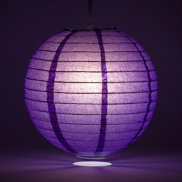 BULK PACK (5) 8&quot; Royal Purple Round Paper Lantern, Even Ribbing, Chinese Hanging Wedding &amp; Party Decoration - PaperLanternStore.com - Paper Lanterns, Decor, Party Lights &amp; More
