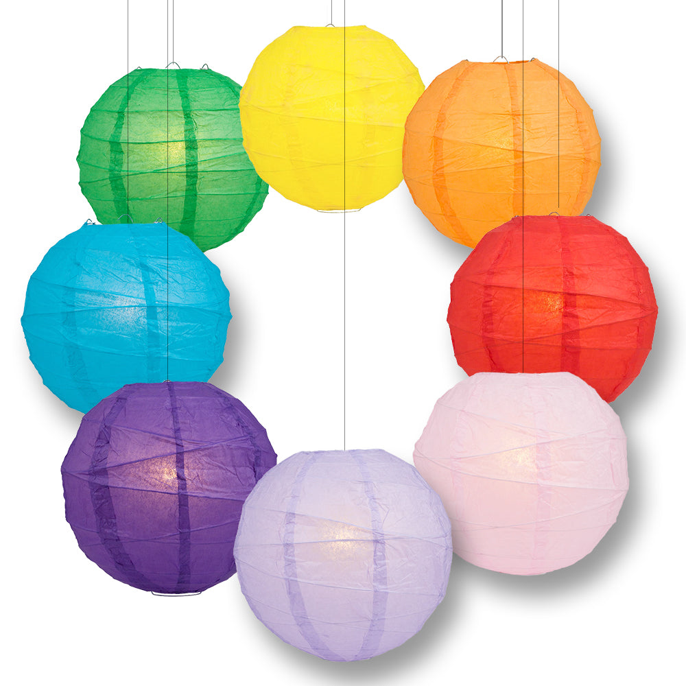 12&quot; Rainbow Celebration Party Pack Crisscross Paper Lantern Combo Set (8-PACK) - PaperLanternStore.com - Paper Lanterns, Decor, Party Lights &amp; More