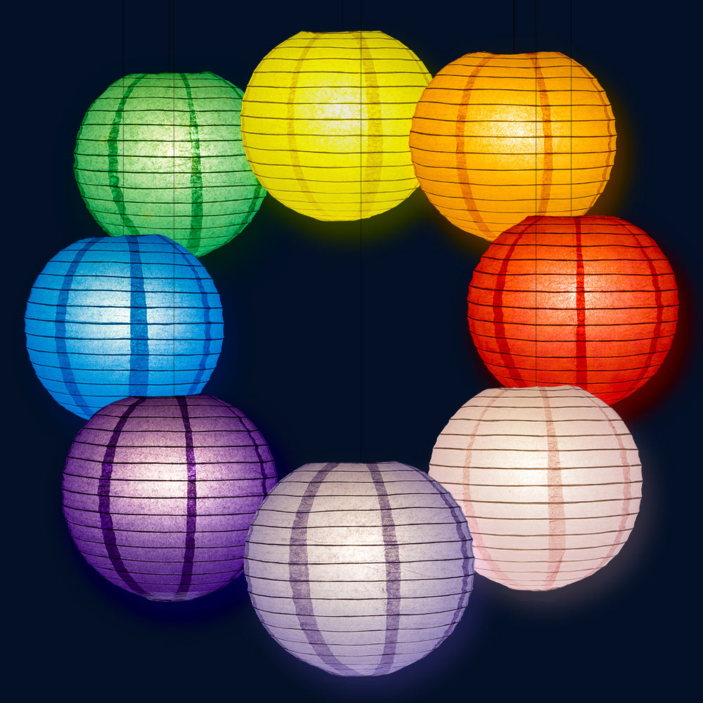12" Rainbow Celebration Party Pack Parallel Paper Lantern Combo Set (8-PACK) - PaperLanternStore.com - Paper Lanterns, Decor, Party Lights & More