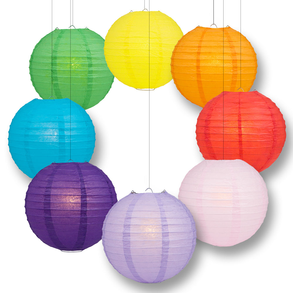 12" Rainbow Celebration Party Pack Parallel Paper Lantern Combo Set (8-PACK) - PaperLanternStore.com - Paper Lanterns, Decor, Party Lights & More