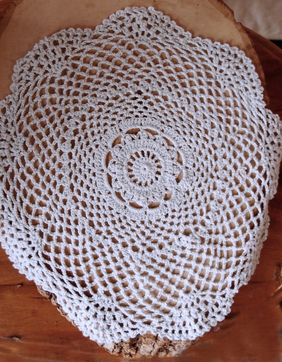11.5&quot; Round Shaped Crochet Lace Doily Placemats, Handmade Cotton Doilies - White (2 Pack) - PaperLanternStore.com - Paper Lanterns, Decor, Party Lights &amp; More