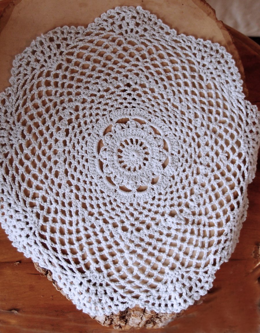 11.5" Round Shaped Crochet Lace Doily Placemats, Handmade Cotton Doilies - White (2 Pack) - PaperLanternStore.com - Paper Lanterns, Decor, Party Lights & More