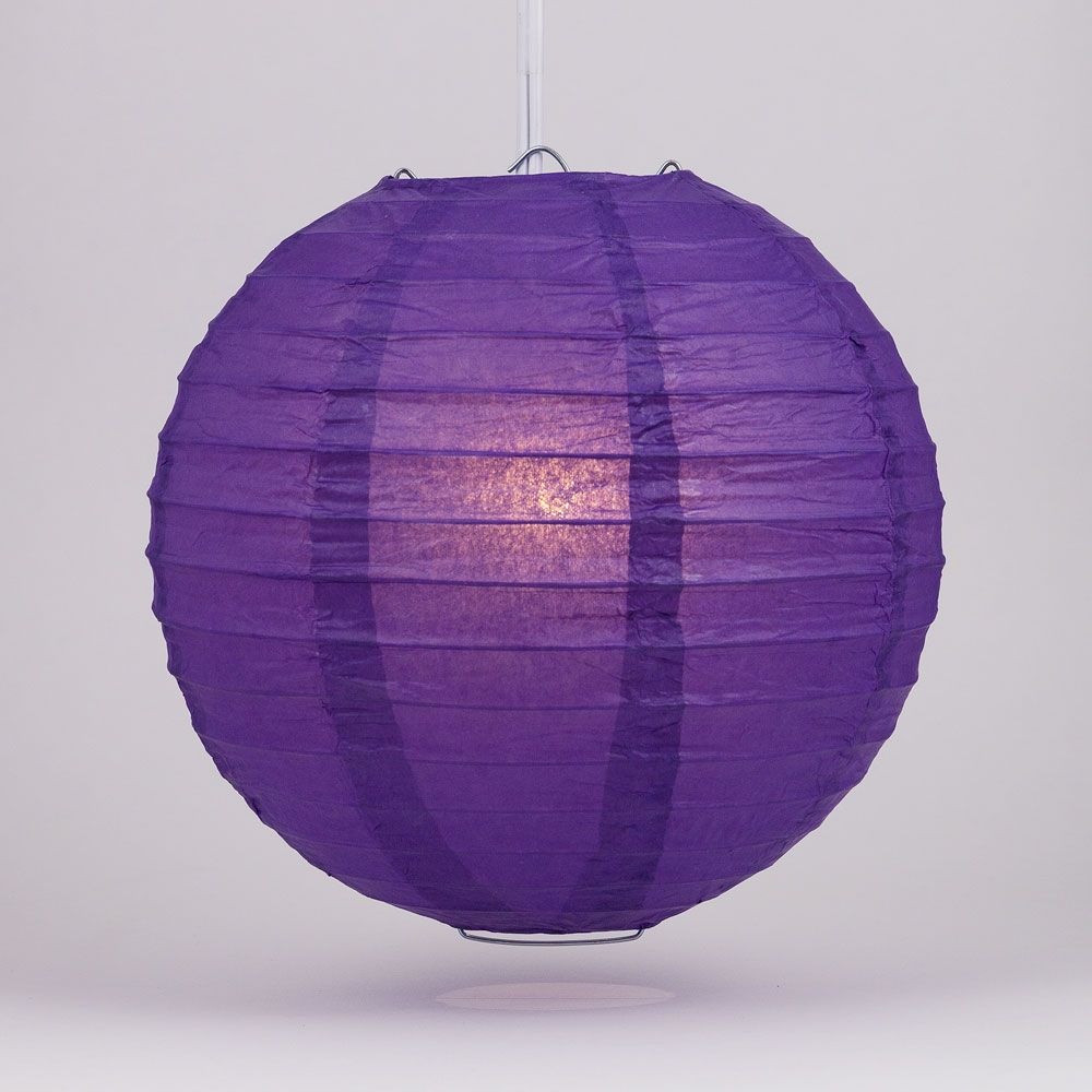 4&quot; Royal Purple Round Paper Lantern, Even Ribbing, Hanging Decoration (10 PACK) - PaperLanternStore.com - Paper Lanterns, Decor, Party Lights &amp; More