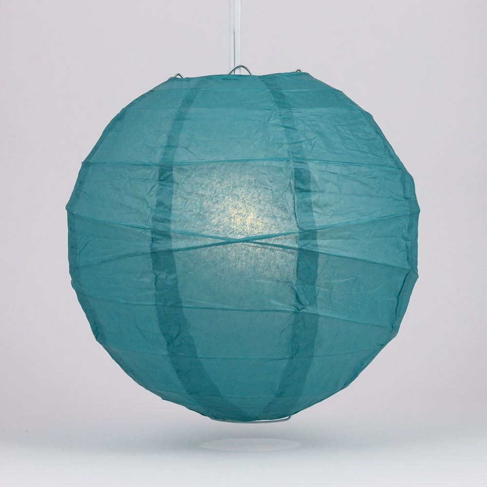 14&quot; Tahiti Teal Round Paper Lantern, Crisscross Ribbing, Chinese Hanging Wedding &amp; Party Decoration - PaperLanternStore.com - Paper Lanterns, Decor, Party Lights &amp; More