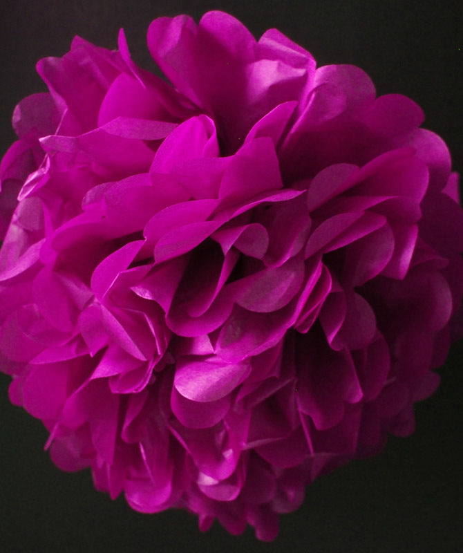 EZ-Fluff 12&quot; Fuchsia Tissue Paper Pom Poms Flowers Balls, Decorations (4 PACK) - PaperLanternStore.com - Paper Lanterns, Decor, Party Lights &amp; More