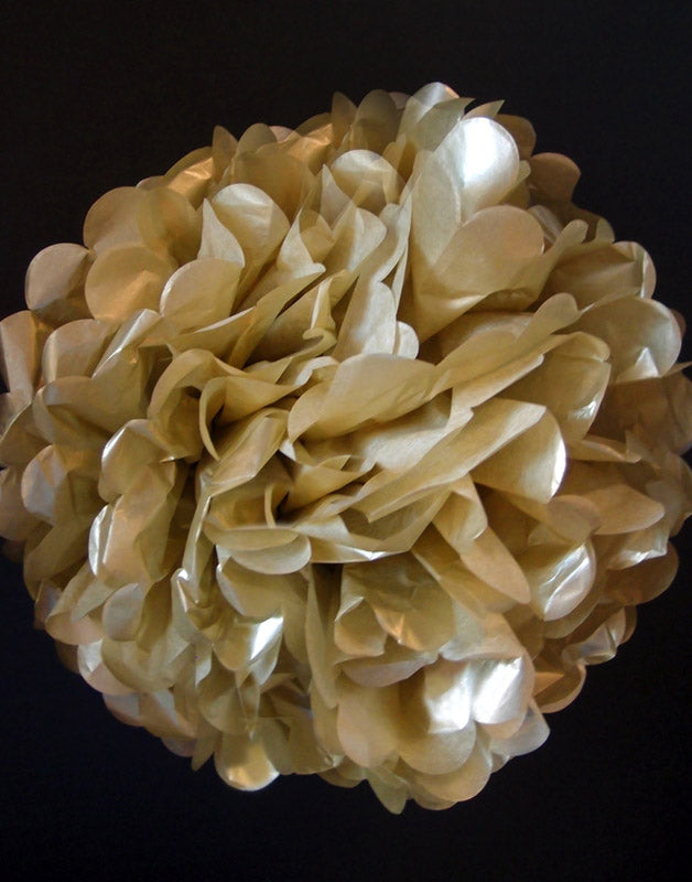 EZ-Fluff 12&quot; Gold Tissue Paper Pom Poms Flowers Balls, Decorations (4 PACK) - PaperLanternStore.com - Paper Lanterns, Decor, Party Lights &amp; More