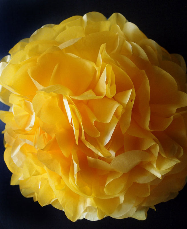 EZ-Fluff 12&quot; Yellow Tissue Paper Pom Poms Flowers Balls, Decorations (4 PACK) - PaperLanternStore.com - Paper Lanterns, Decor, Party Lights &amp; More