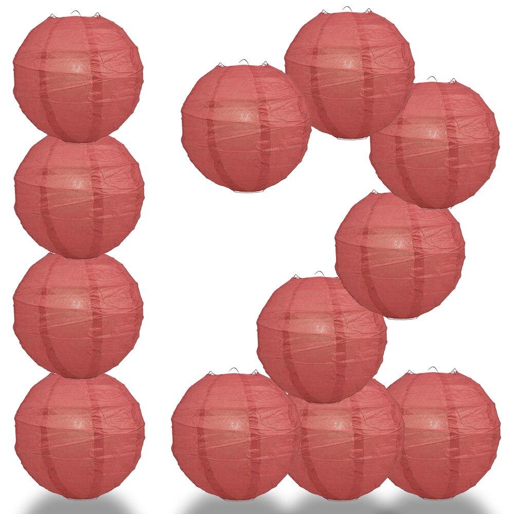 BULK PACK (12) 28&quot; Marsala / Burgundy Wine Round Paper Lantern, Crisscross Ribbing, Chinese Hanging Wedding &amp; Party Decoration - PaperLanternStore.com - Paper Lanterns, Decor, Party Lights &amp; More