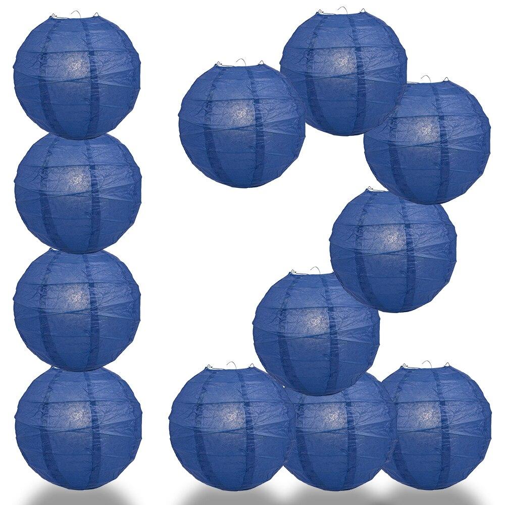 BULK PACK (12) 28&quot; Navy Blue Round Paper Lantern, Crisscross Ribbing, Chinese Hanging Wedding &amp; Party Decoration - PaperLanternStore.com - Paper Lanterns, Decor, Party Lights &amp; More