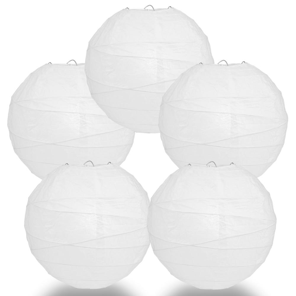 BULK PACK (5) 28" White Jumbo Round Paper Lantern, Crisscross Ribbing, Chinese Hanging Wedding & Party Decoration - PaperLanternStore.com - Paper Lanterns, Decor, Party Lights & More