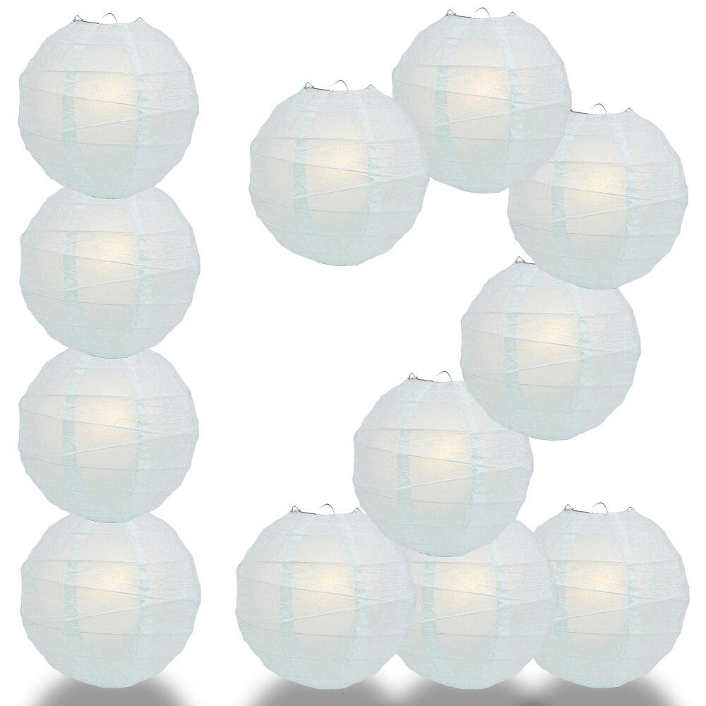 BULK PACK (12) 32&quot; Arctic Spa Blue Round Paper Lantern, Irregular Ribbed, Chinese Hanging Wedding &amp; Party Decoration - PaperLanternStore.com - Paper Lanterns, Decor, Party Lights &amp; More