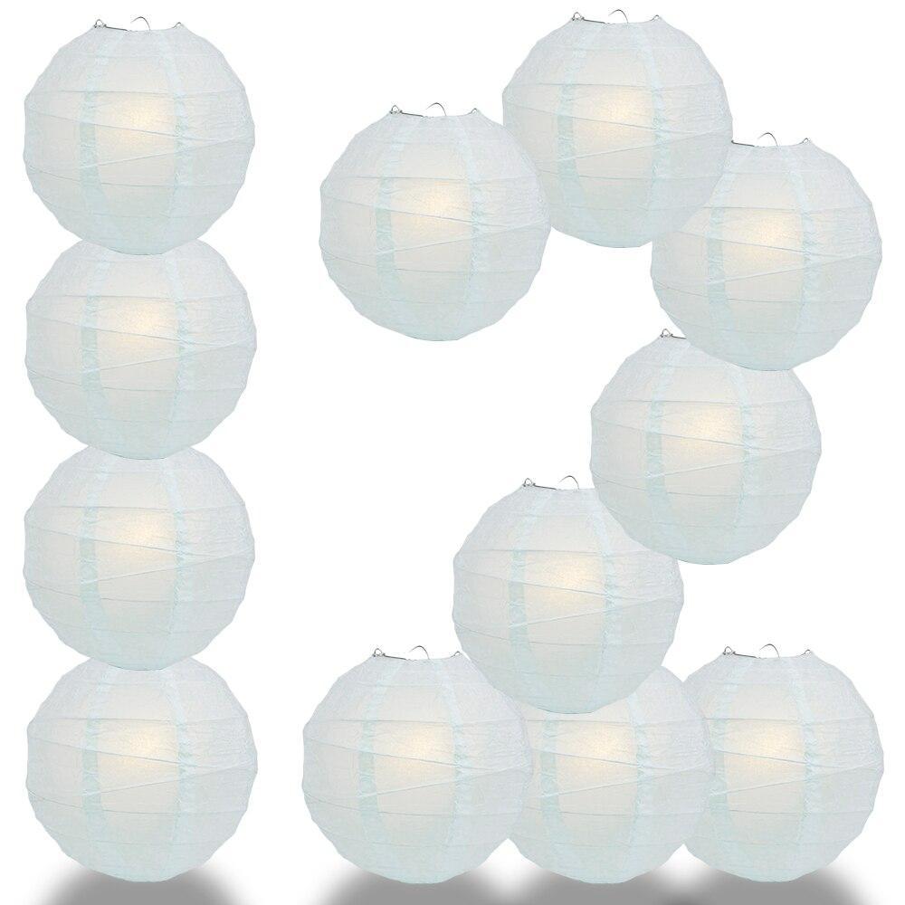 BULK PACK (12) 32" Arctic Spa Blue Round Paper Lantern, Irregular Ribbed, Chinese Hanging Wedding & Party Decoration - PaperLanternStore.com - Paper Lanterns, Decor, Party Lights & More
