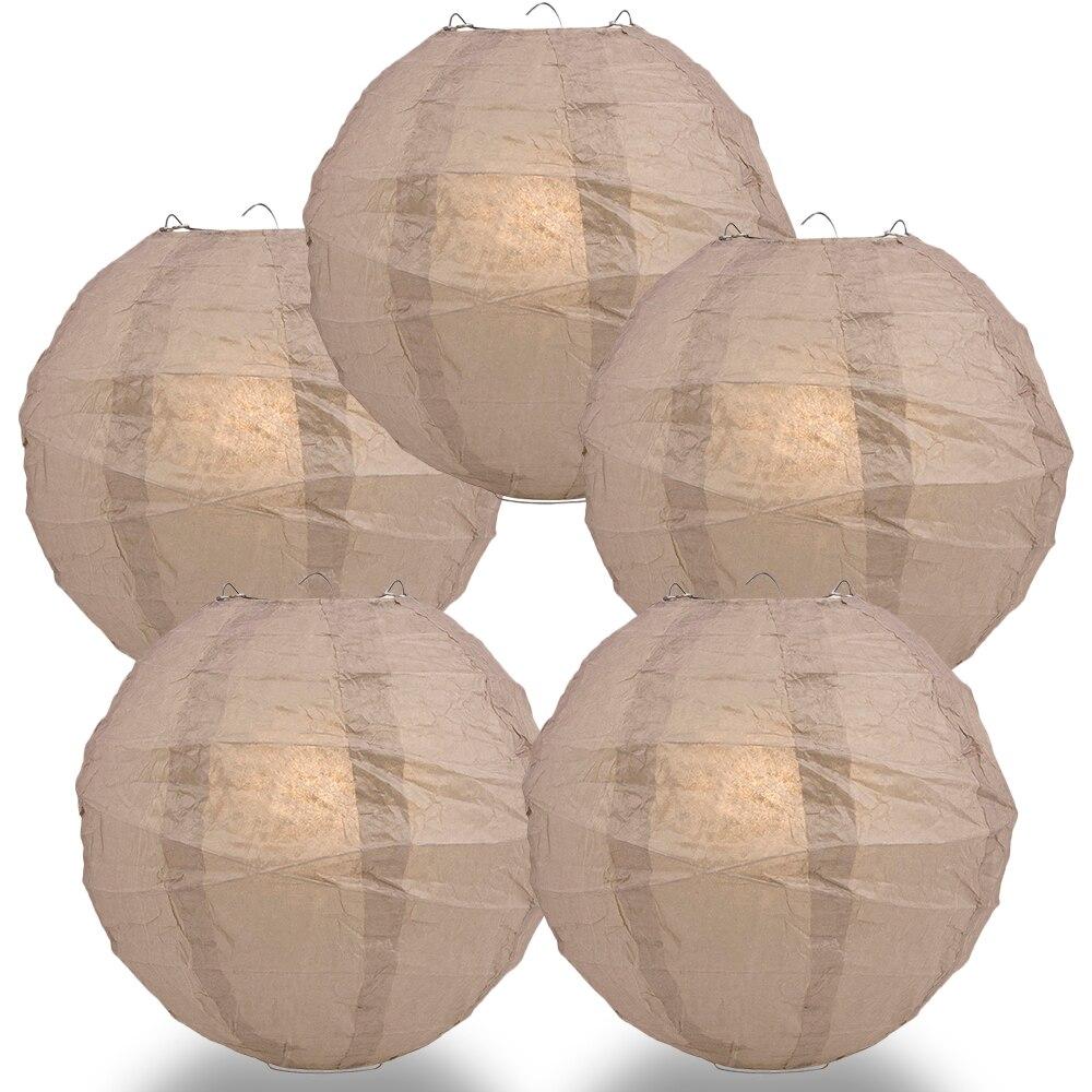 BULK PACK (5) 32&quot; Dusty Sand Rose Round Paper Lantern, Crisscross Ribbing, Chinese Hanging Wedding &amp; Party Decoration - PaperLanternStore.com - Paper Lanterns, Decor, Party Lights &amp; More