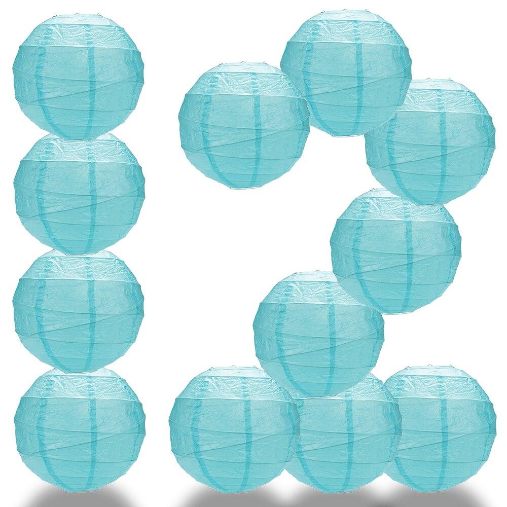 BULK PACK (12) 28" Baby Blue Round Paper Lantern, Crisscross Ribbing, Hanging Decoration - PaperLanternStore.com - Paper Lanterns, Decor, Party Lights & More