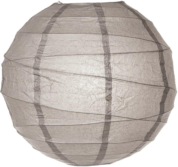 BULK PACK (5) 32&quot; Gray / Grey Round Paper Lantern, Crisscross Ribbing, Chinese Hanging Wedding &amp; Party Decoration - PaperLanternStore.com - Paper Lanterns, Decor, Party Lights &amp; More