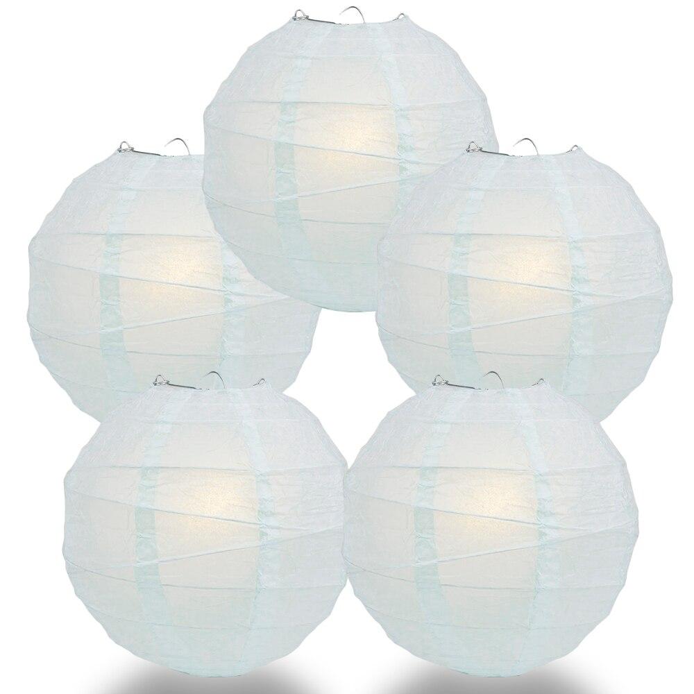 BULK PACK (5) 32&quot; Arctic Spa Blue Round Paper Lantern, Irregular Ribbed, Chinese Hanging Wedding &amp; Party Decoration - PaperLanternStore.com - Paper Lanterns, Decor, Party Lights &amp; More