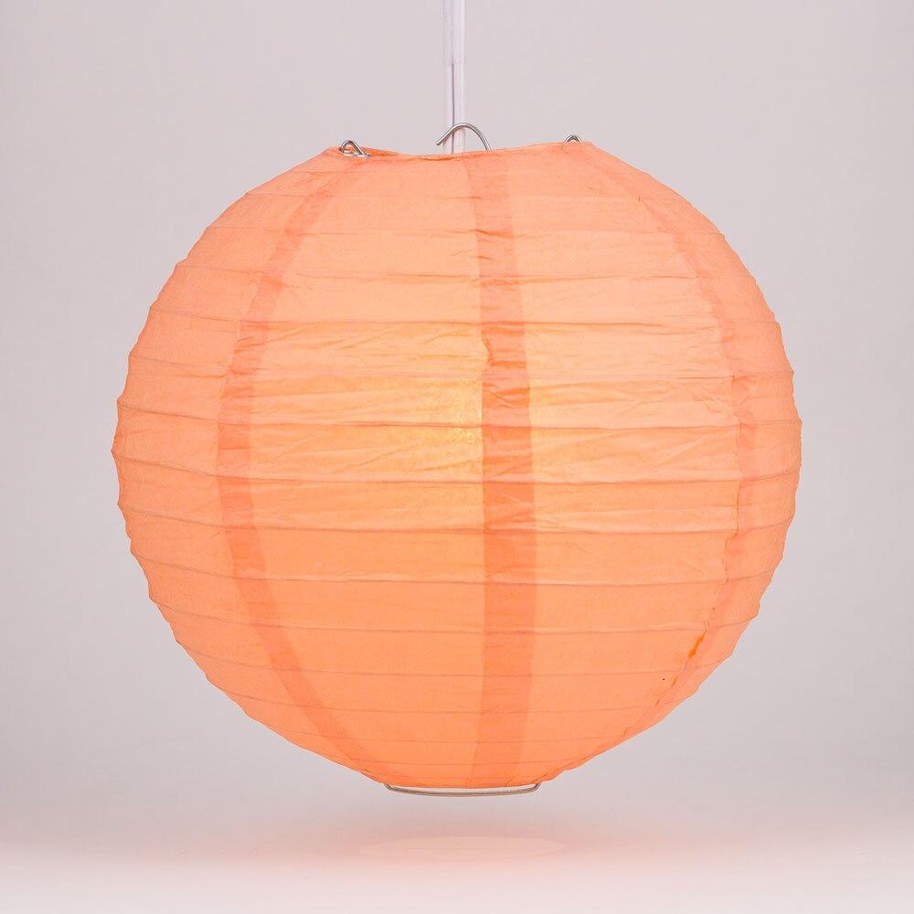 BULK PACK (12) 42&quot; Peach / Orange Coral Round Paper Lantern, Even Ribbing, Chinese Hanging Wedding &amp; Party Decoration - PaperLanternStore.com - Paper Lanterns, Decor, Party Lights &amp; More