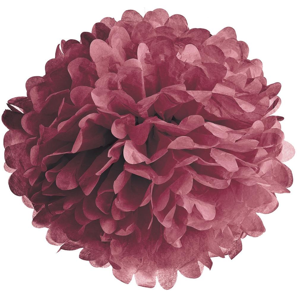 Boysenberry Red 15 Inch Tissue Paper Flower Pom Pom - PaperLanternStore.com - Paper Lanterns, Decor, Party Lights &amp; More