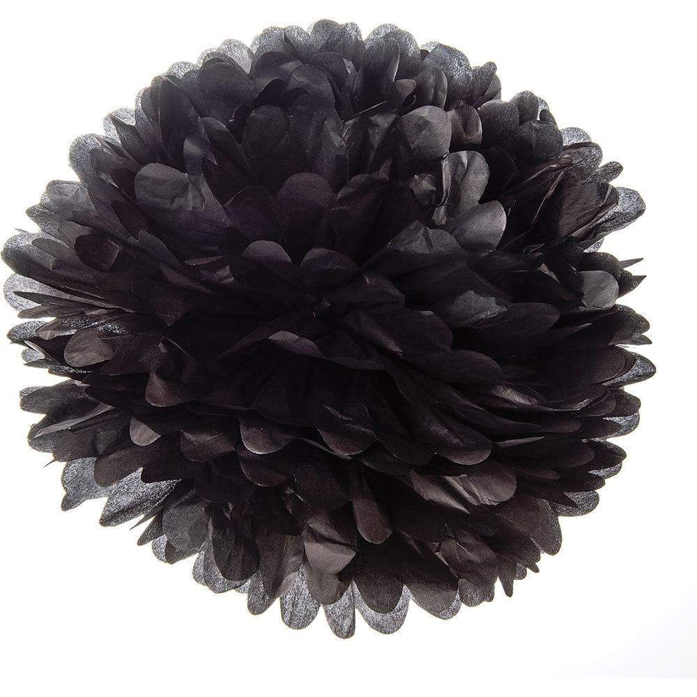 Black 20 Inch Tissue Paper Flower Pom Pom - PaperLanternStore.com - Paper Lanterns, Decor, Party Lights &amp; More