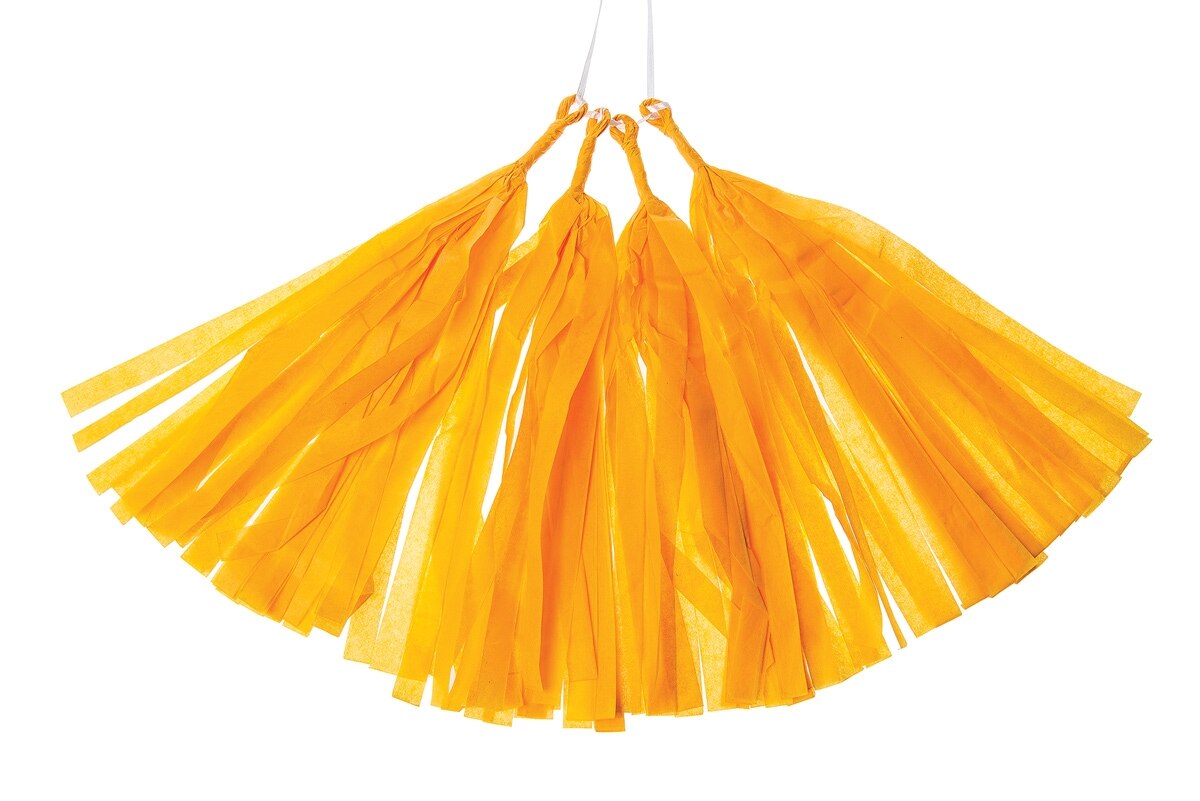 Marigold Yellow Tissue Paper Tassel, Set of 4 - PaperLanternStore.com - Paper Lanterns, Decor, Party Lights &amp; More