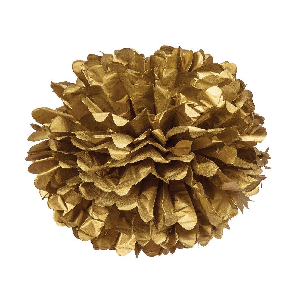 Gold 15 Inch Tissue Paper Flower Pom Pom - PaperLanternStore.com - Paper Lanterns, Decor, Party Lights &amp; More