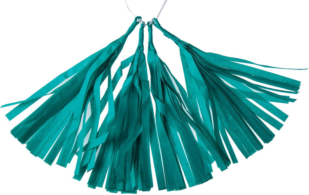 Teal Green Tissue Paper Tassel, Set of 4 - PaperLanternStore.com - Paper Lanterns, Decor, Party Lights &amp; More