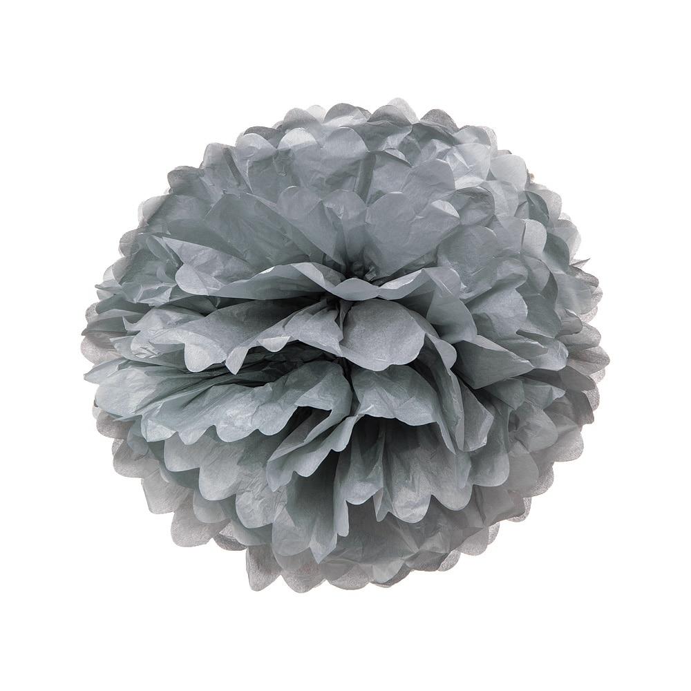Dove Grey 15 Inch Tissue Paper Flower Pom Pom - PaperLanternStore.com - Paper Lanterns, Decor, Party Lights &amp; More