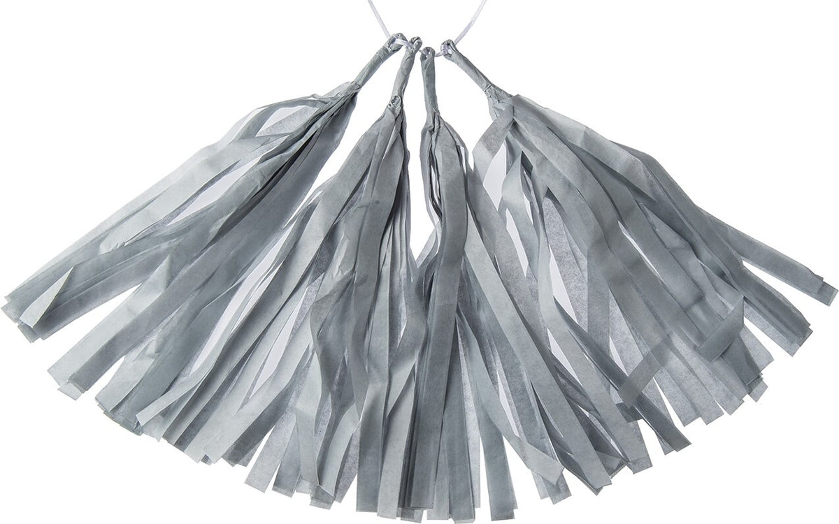 Dove Grey Tissue Paper Tassel, Set of 4 - PaperLanternStore.com - Paper Lanterns, Decor, Party Lights &amp; More