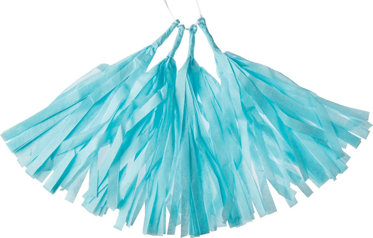 Ice Blue Tissue Paper Tassel, Set of 4 - PaperLanternStore.com - Paper Lanterns, Decor, Party Lights &amp; More