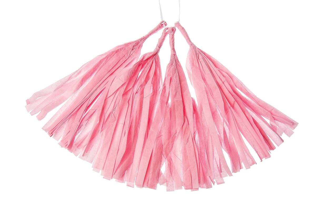 Bubblegum Pink Tissue Paper Tassel, Set of 4 - PaperLanternStore.com - Paper Lanterns, Decor, Party Lights &amp; More