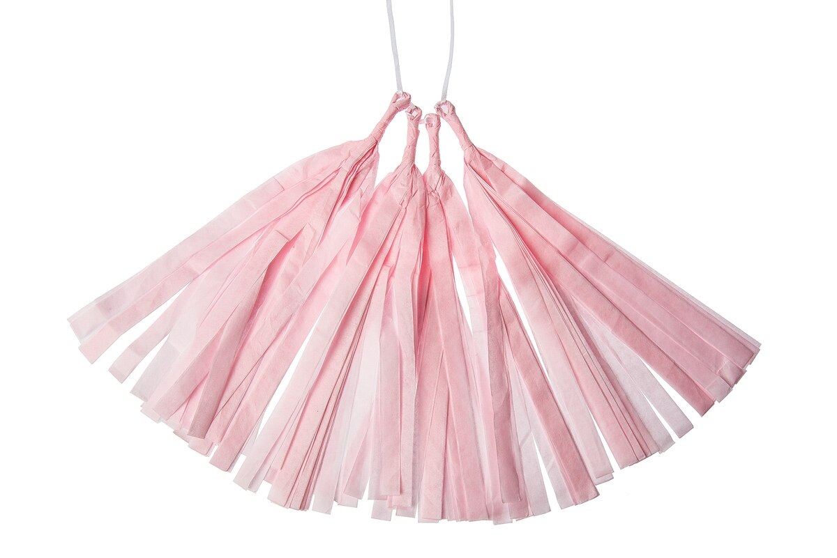 Rose Quartz Pink Tissue Paper Tassel, Set of 4 - PaperLanternStore.com - Paper Lanterns, Decor, Party Lights &amp; More