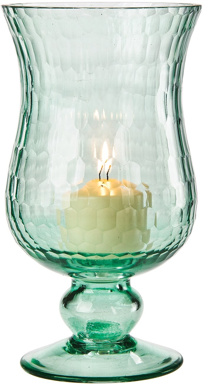 Small Ice Blue Glass Hurricane Candle Holder - PaperLanternStore.com - Paper Lanterns, Decor, Party Lights &amp; More