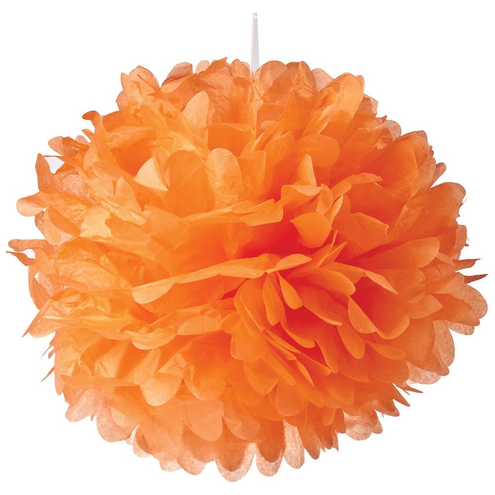 Mango Orange 15 Inch Tissue Paper Flower Pom Pom - PaperLanternStore.com - Paper Lanterns, Decor, Party Lights &amp; More