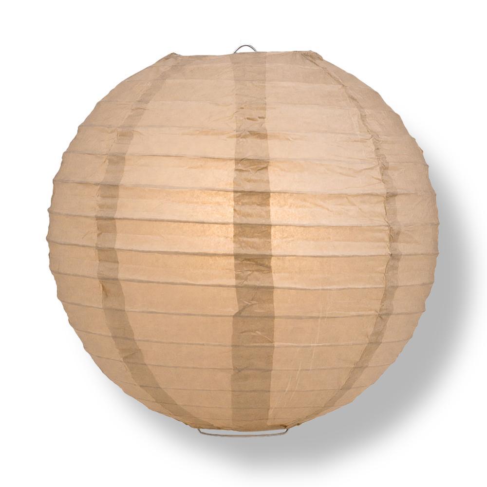 12&quot; Dusty Sand Rose Round Paper Lantern, Even Ribbing, Chinese Hanging Wedding &amp; Party Decoration