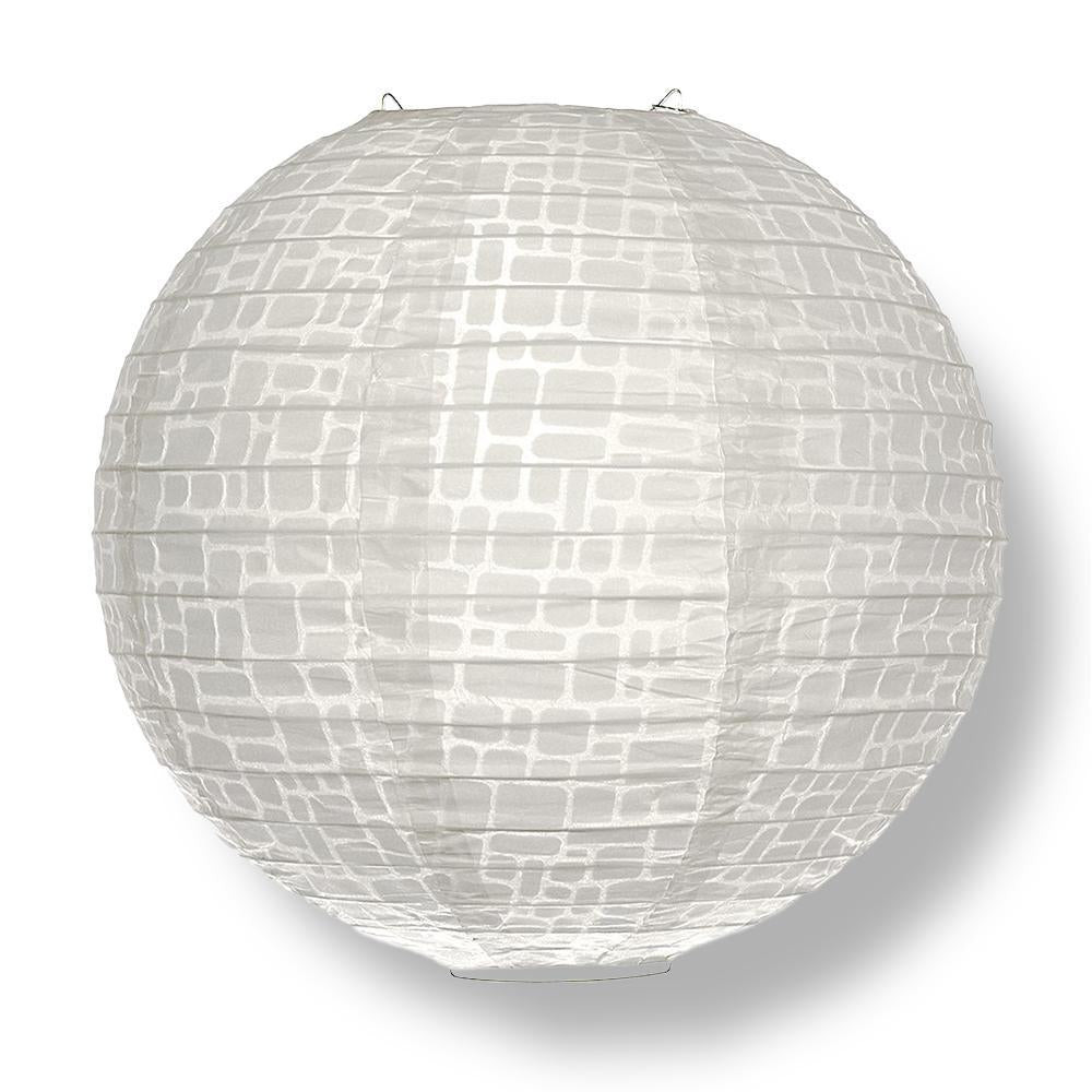 Modern Stone Japanese Kozo Unryu Fibrous Paper Lantern Shade, Hanging Decoration