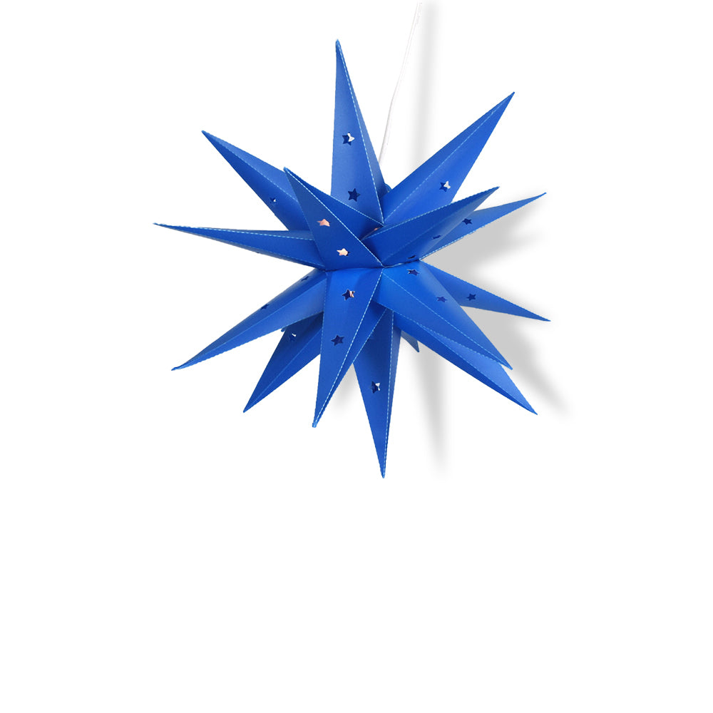12" Dark Blue Weatherproof Moravian Star Lantern Lamp, Hanging Decoration (Shade Only)