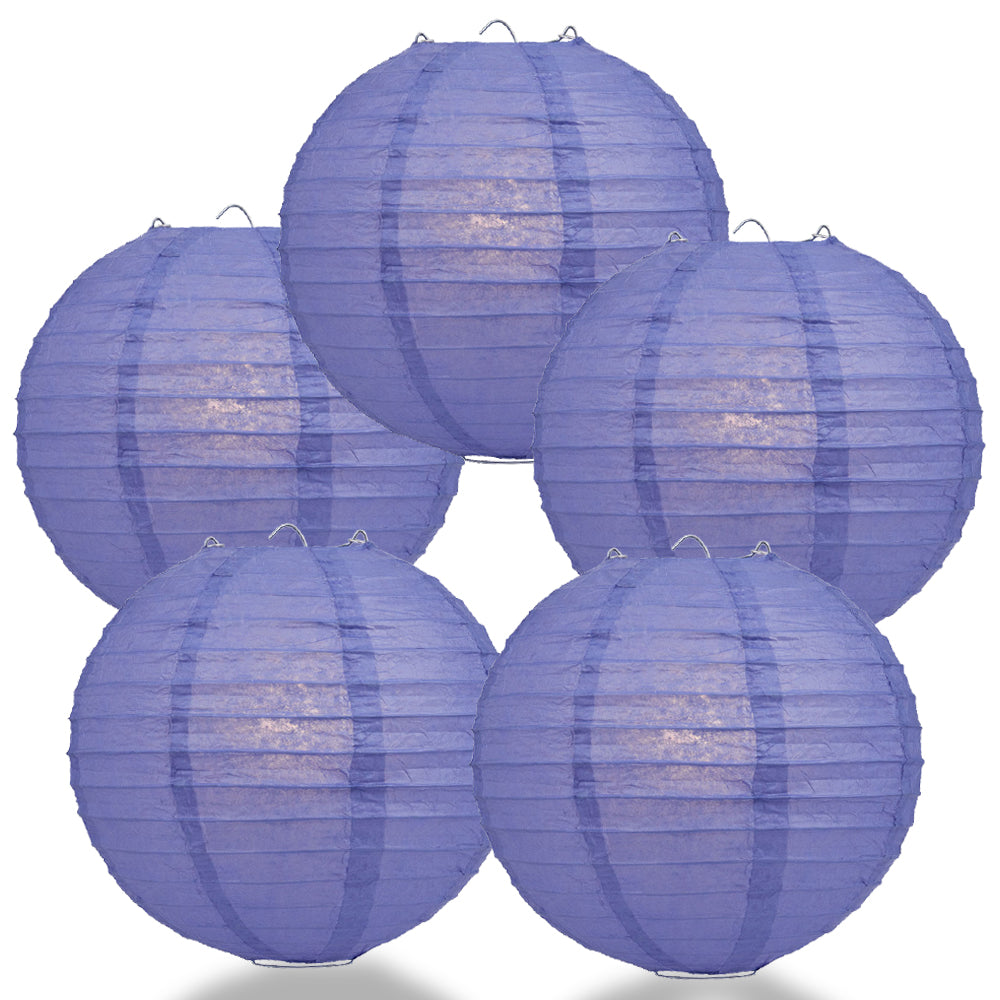 5 PACK | 12&quot; Astra Blue / Very Periwinkle Even Ribbing Round Paper Lanterns - PaperLanternStore.com - Paper Lanterns, Decor, Party Lights &amp; More