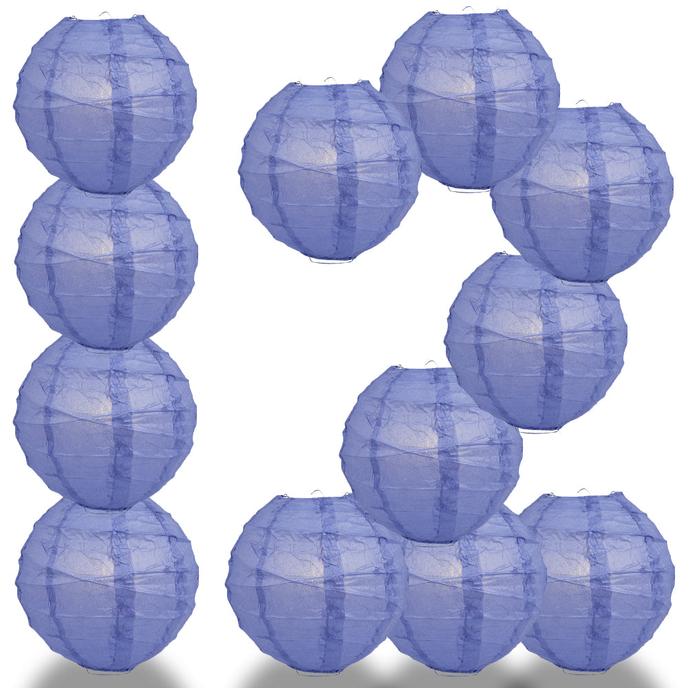 12 PACK | 12&quot;  Astra Blue / Very Periwinkle Crisscross Ribbing, Hanging Paper Lantern Combo Set - PaperLanternStore.com - Paper Lanterns, Decor, Party Lights &amp; More