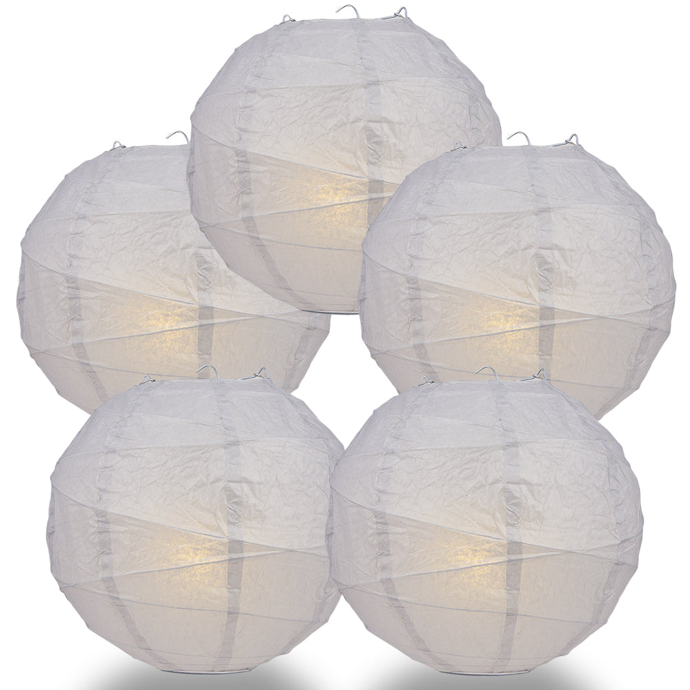5 PACK | 12&quot;  Grey Crisscross Ribbing, Hanging Paper Lanterns - PaperLanternStore.com - Paper Lanterns, Decor, Party Lights &amp; More