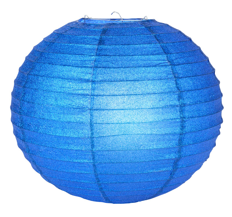 12&quot; Dark Blue Glitter Round Paper Lantern, Chinese Hanging Wedding &amp; Party Decoration - PaperLanternStore.com - Paper Lanterns, Decor, Party Lights &amp; More