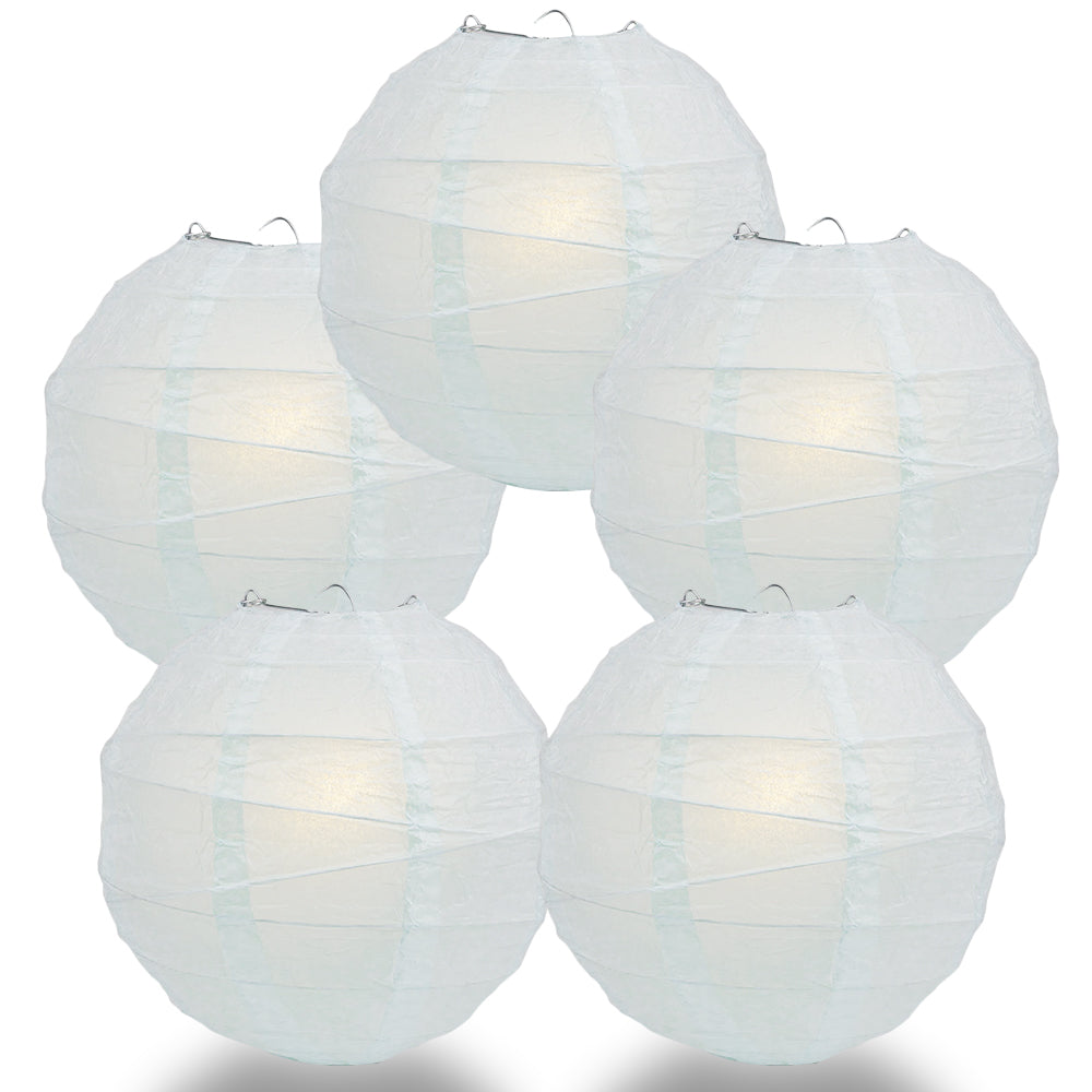 5 PACK | 12"  Arctic Spa Blue Crisscross Ribbing, Hanging Paper Lanterns - PaperLanternStore.com - Paper Lanterns, Decor, Party Lights & More