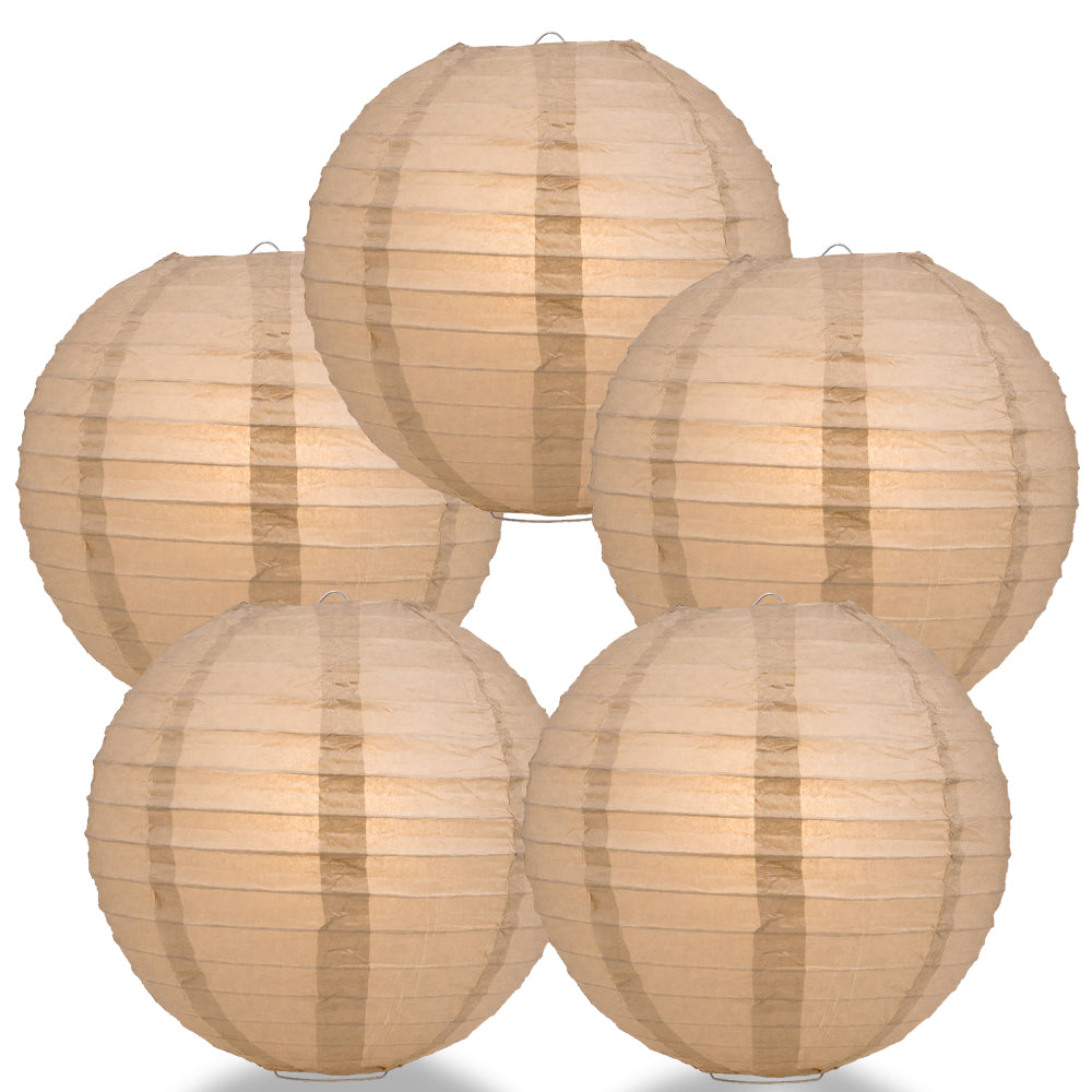5 PACK | 12" Dusty Sand Rose Even Ribbing Round Paper Lanterns - PaperLanternStore.com - Paper Lanterns, Decor, Party Lights & More