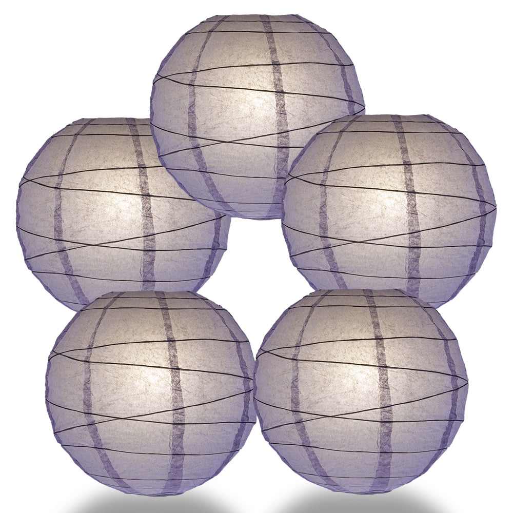 5 PACK | 12"  Lavender Crisscross Ribbing, Hanging Paper Lanterns - PaperLanternStore.com - Paper Lanterns, Decor, Party Lights & More